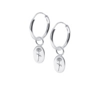 Daisy Birth Flower Silver Hoop Earring Charms HO-2698